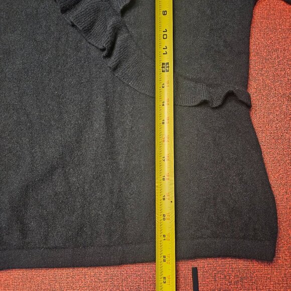 Charter Club 2 Ply Cashmere Sweater M Black Ruffle Collar Soft Elegant Luxury - Picture 7 of 8